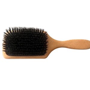 Paddle Haarbürste mit Wildschweinborste – Holzkörper – bewegliches Gummipad – 13-reihig
