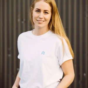 T-Shirt Weiß mit Logo-Stick in Blau
